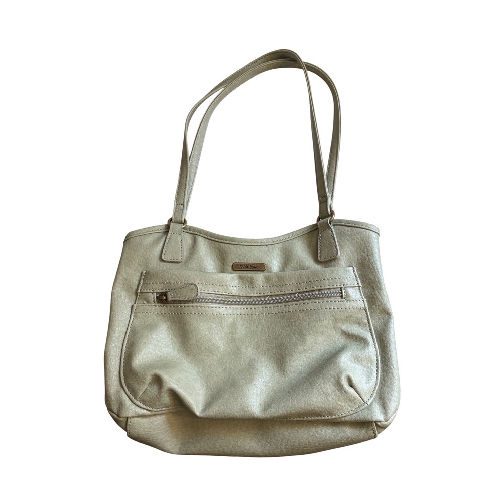 MultiSac Sage Green Vegan Leather Shoulder Bag Organized Handbag Pocket Tote